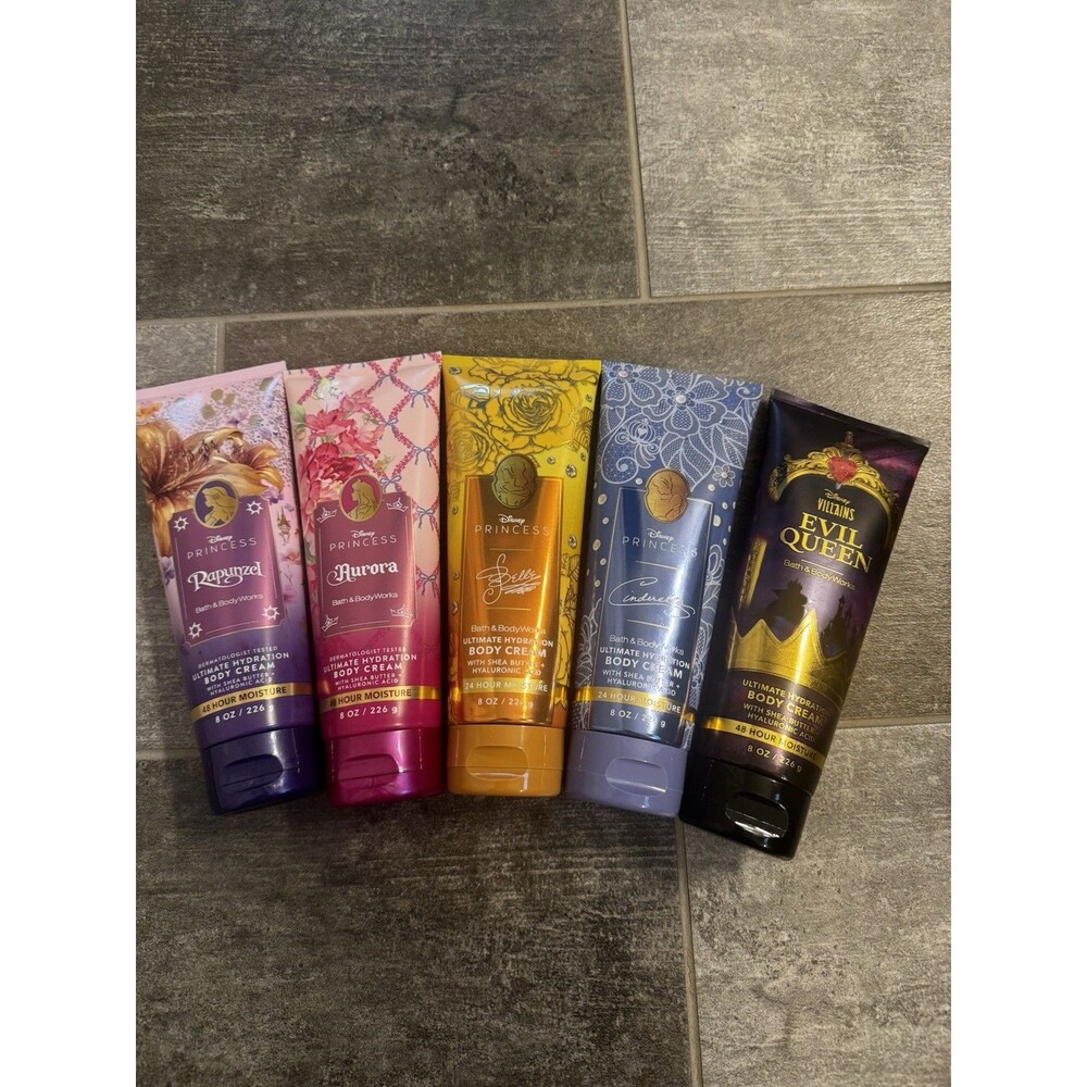 Bath and Body Works Disney Princess Lot of 5 Ultimate Body Cream 8 oz New